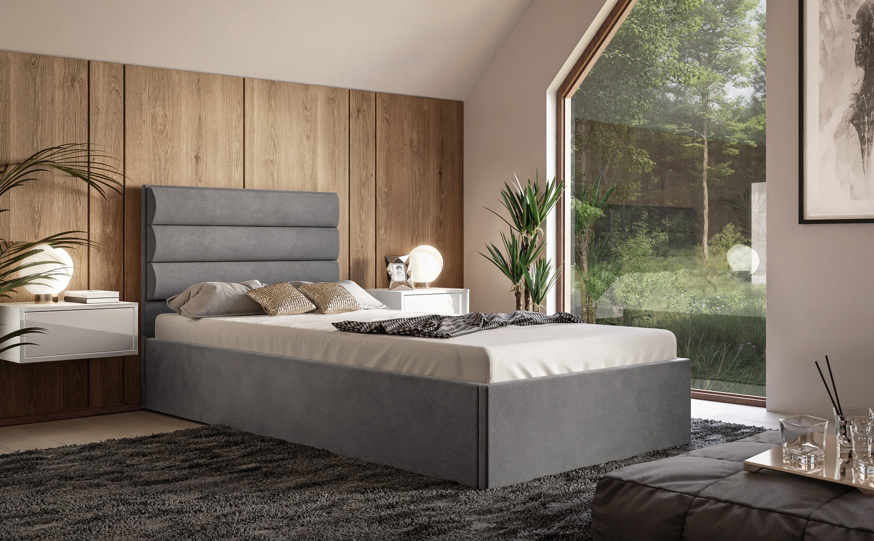 Polsterbett SIERRA MINI mit Behälter und Metallrahmen