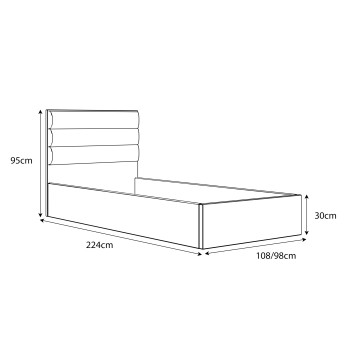 Polsterbett SIERRA MINI mit Behälter und Metallrahmen