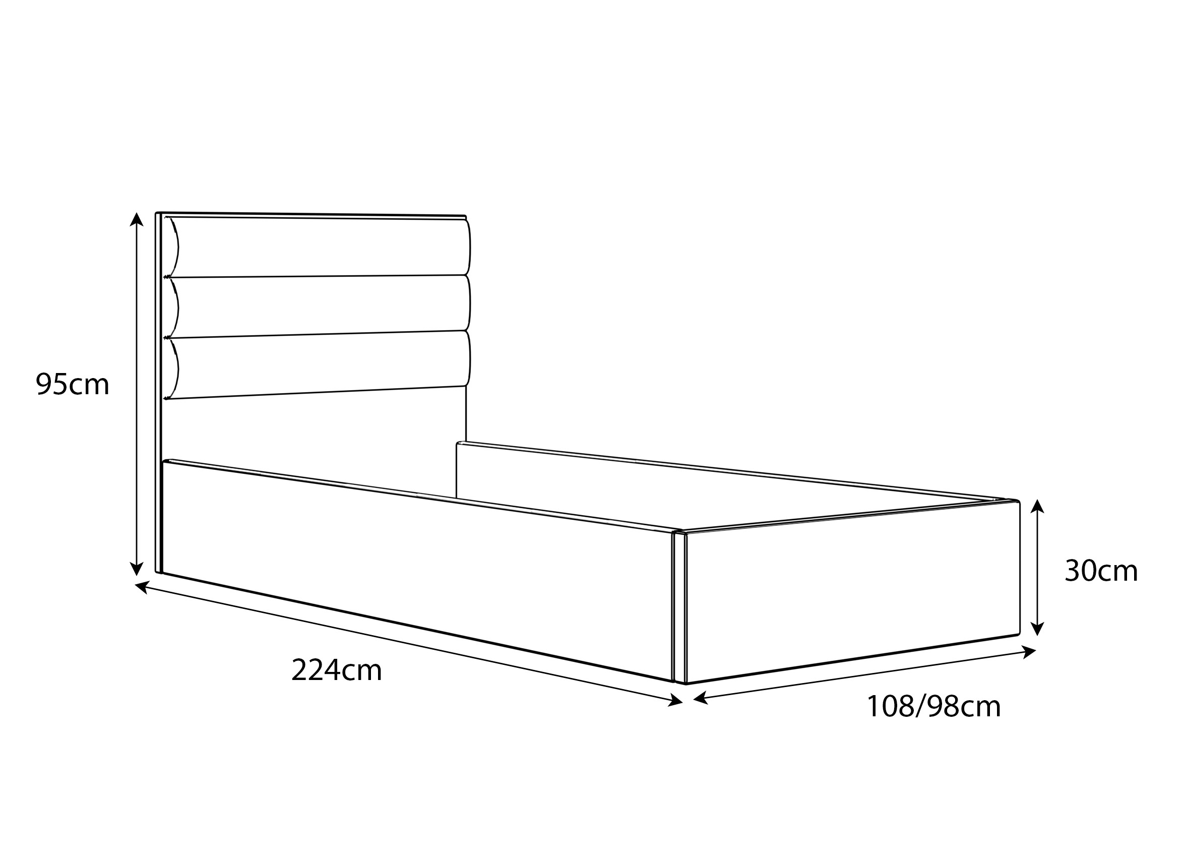Polsterbett SIERRA MINI mit Behälter und Metallrahmen