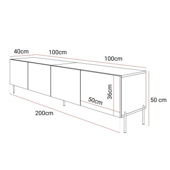 TV-Schrank COLGANTE 200 Kaschmir Hochglanz auf Beinen