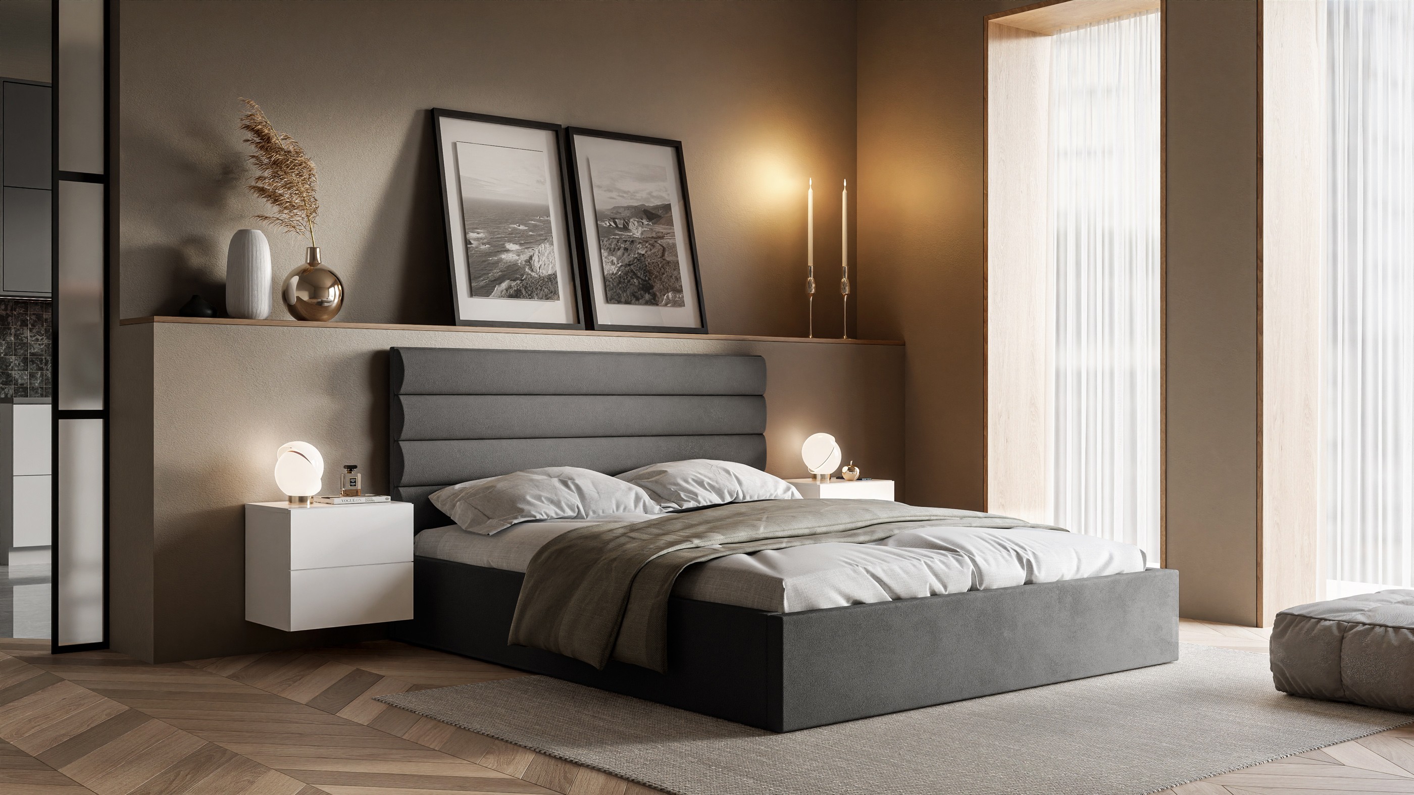 Polsterbett SIERRA mit Kasten und Gestell