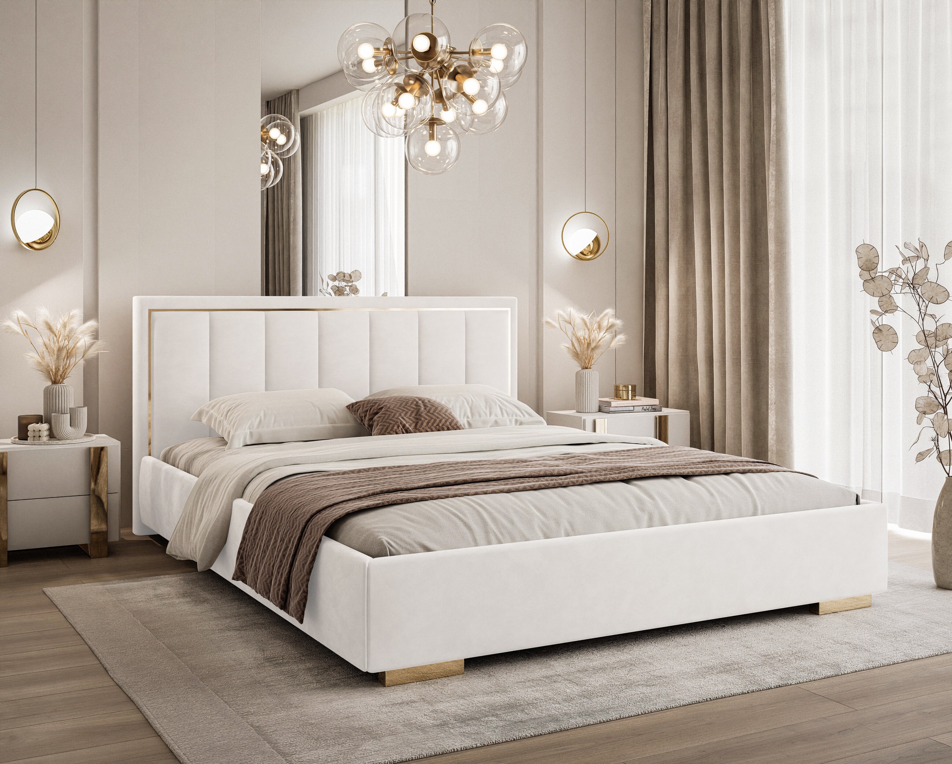 Polsterbett AURELIA mit Bettkasten und Metallgestell