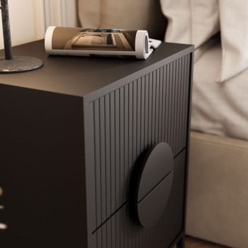 Nachttisch  LUNO mit geriffelter Front auf Rahmen