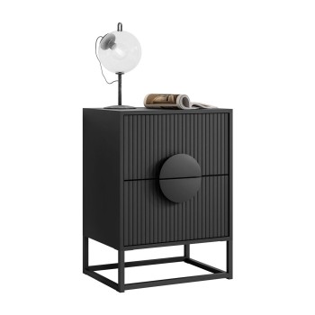 Nachttisch  LUNO mit geriffelter Front auf Rahmen