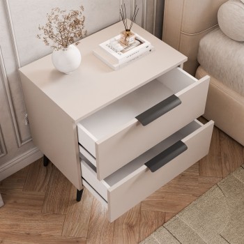 Nachttisch LINA KASCHMIR 2S auf schrägen Beinen mit LED