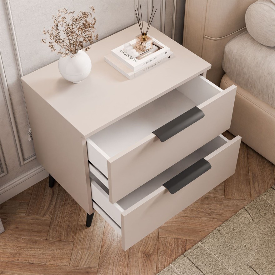 Nachttisch LINA KASCHMIR 2S auf schrägen Beinen mit LED