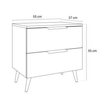 Nachttisch LINA KASZMIR 2S auf schrägen Beinen mit LED