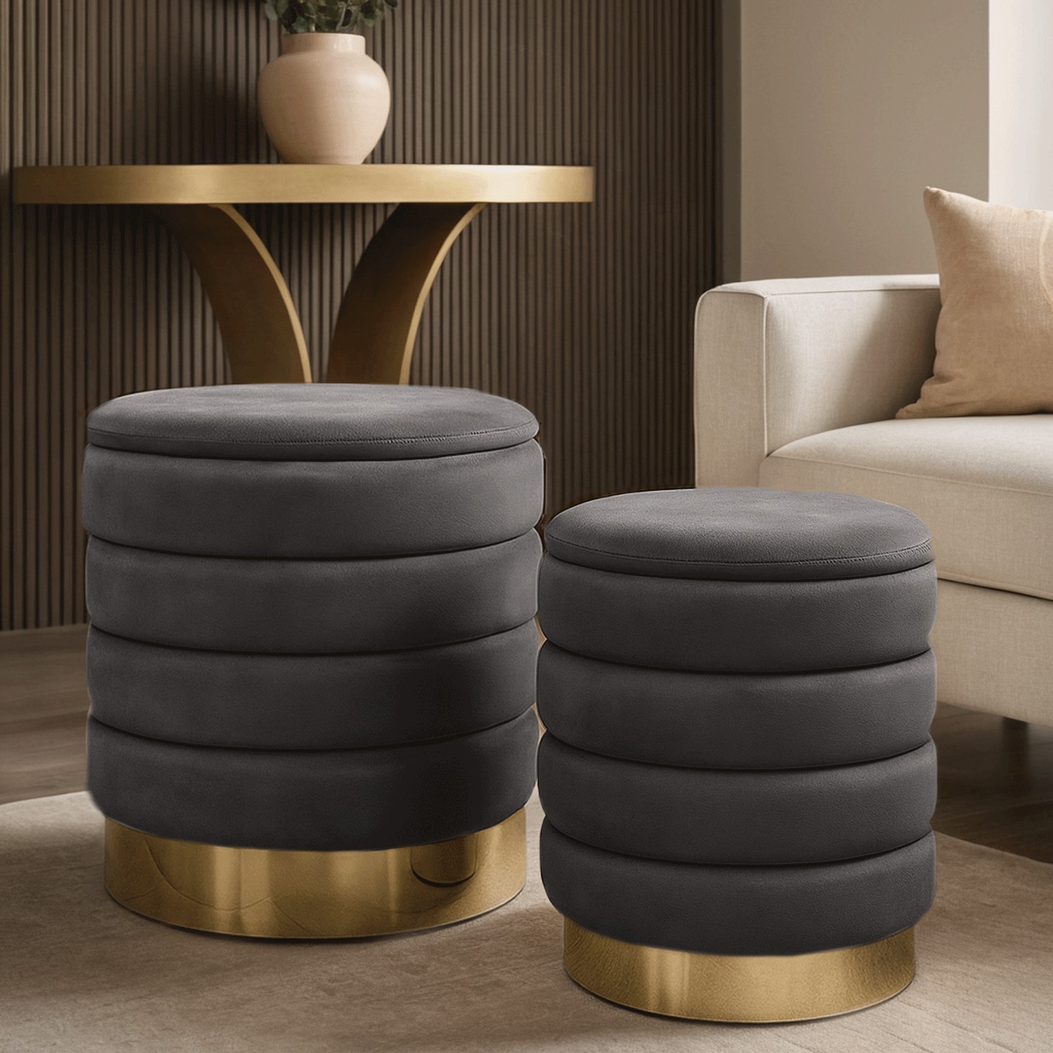 Satz gepolsterte Hocker MIRELLE