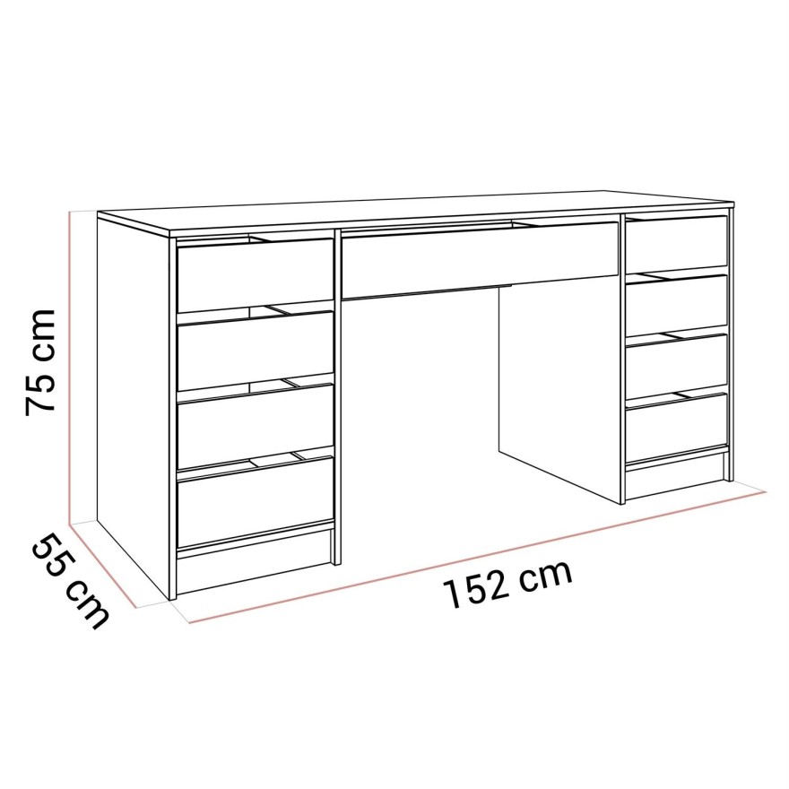 Schreibtisch MADA DOUBLE mit Schubladen