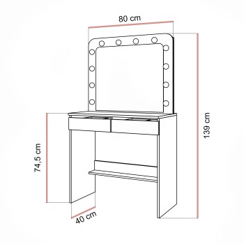 Schminktisch LUMINE mit Spiegel und LED-Beleuchtung