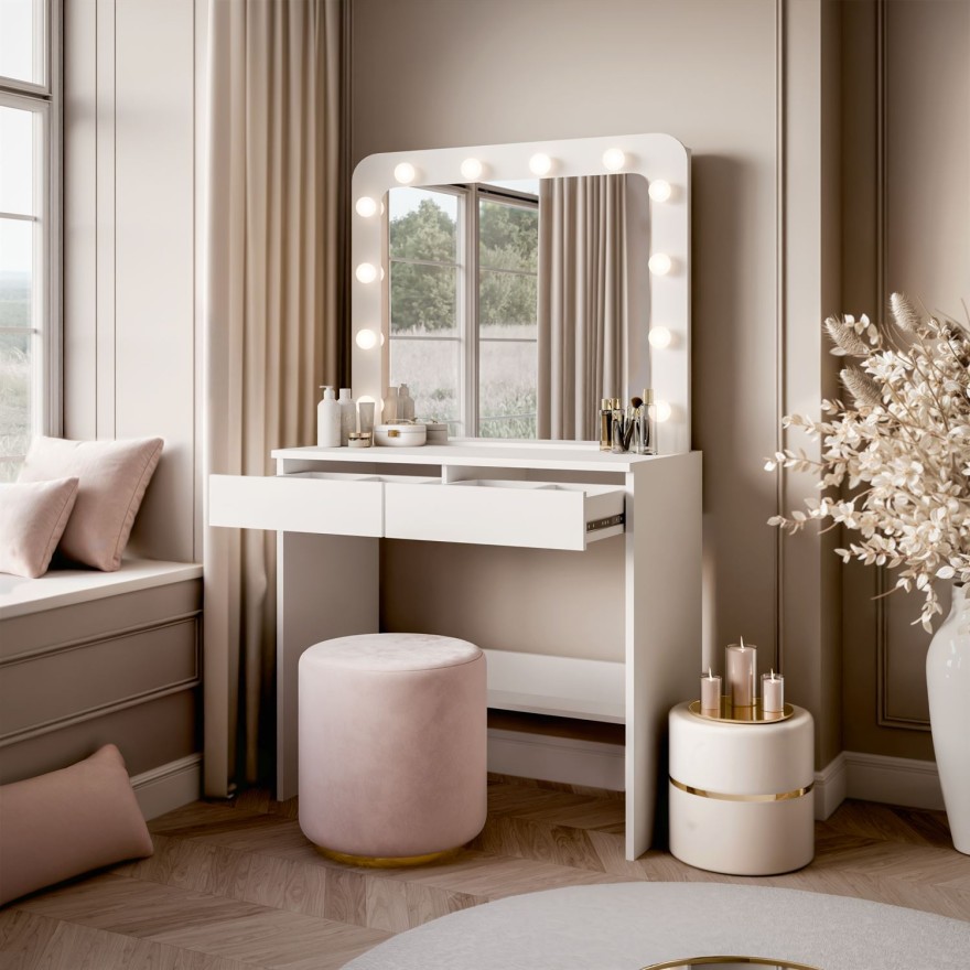 Schminktisch LUMINE mit Spiegel und LED-Beleuchtung