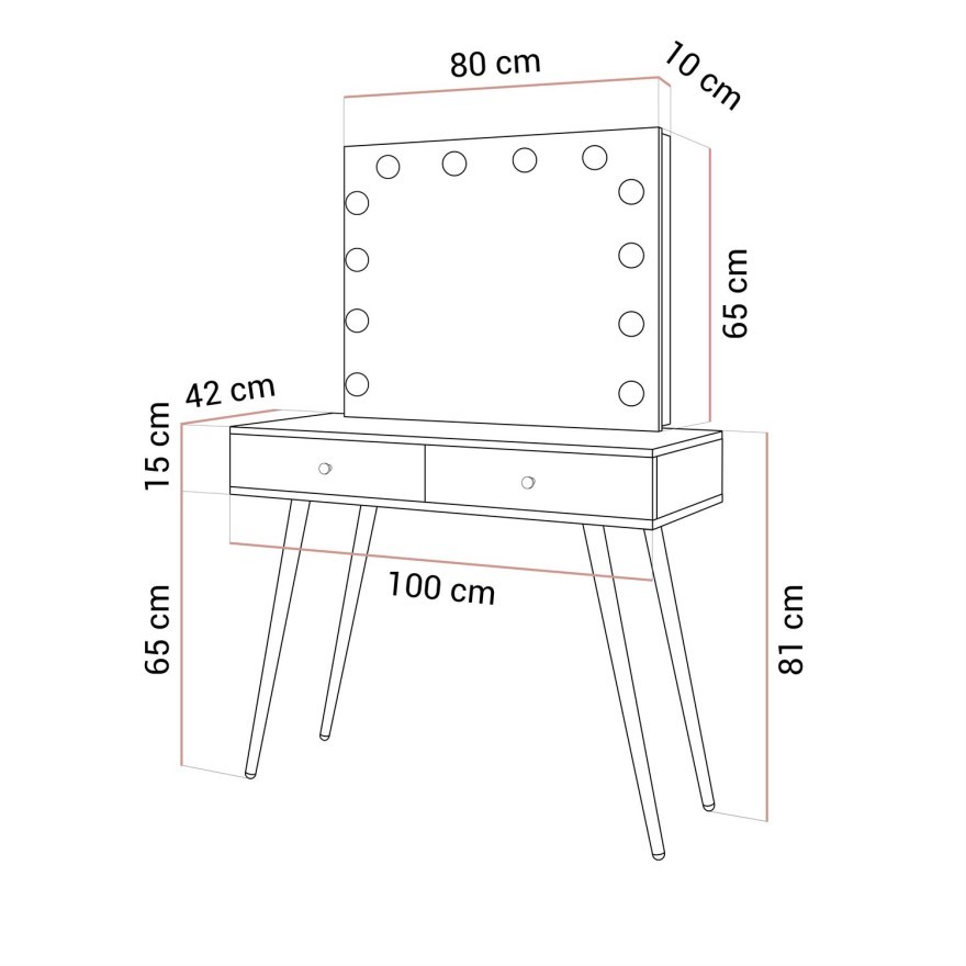 SIENNA GOLD ELITE Schminktisch mit schrägen Beinen