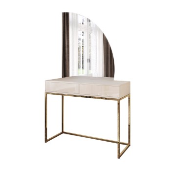 Schminktisch QUINNIE KASCHMIR mit LED Spiegel, Goldchrom