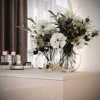 Schminktisch QUINNIE KASCHMIR mit LED Spiegel, Goldchrom