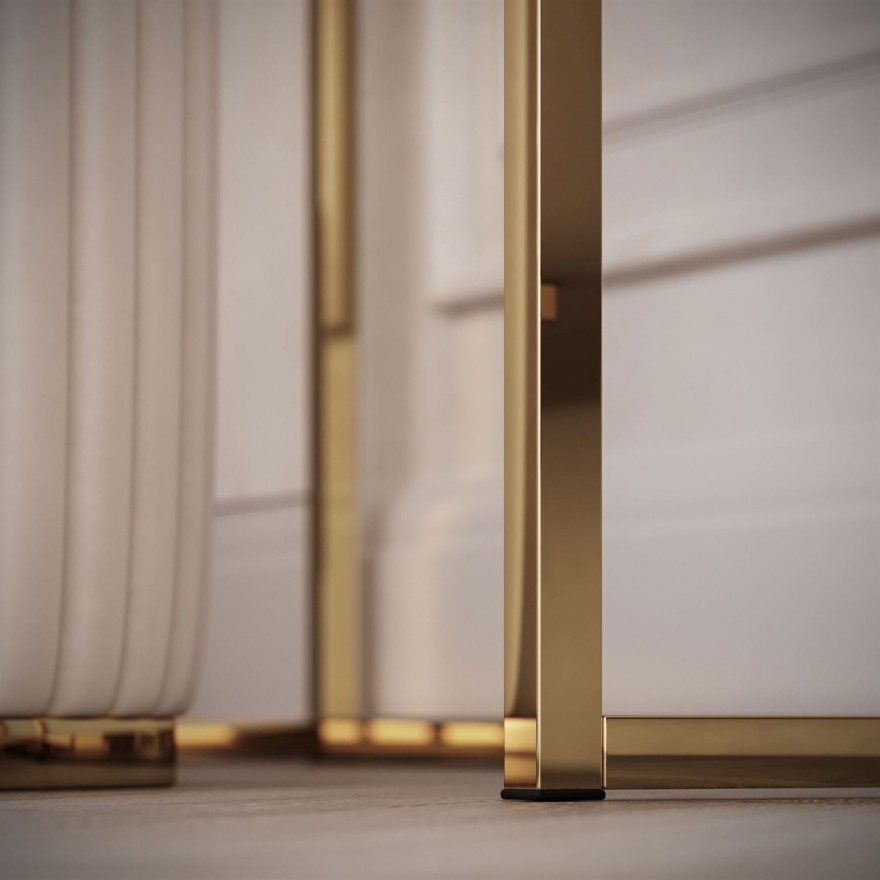 Schminktisch QUINNIE KASCHMIR mit LED Spiegel, Goldchrom