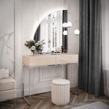 Schminktisch QUINNIE KASCHMIR mit LED-Spiegel Chrom