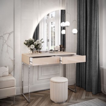 Schminktisch QUINNIE KASCHMIR mit LED-Spiegel Chrom