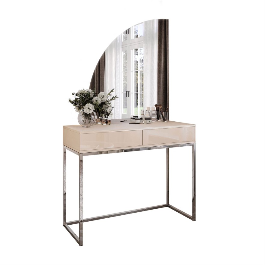 Schminktisch QUINNIE KASCHMIR mit LED-Spiegel Chrom