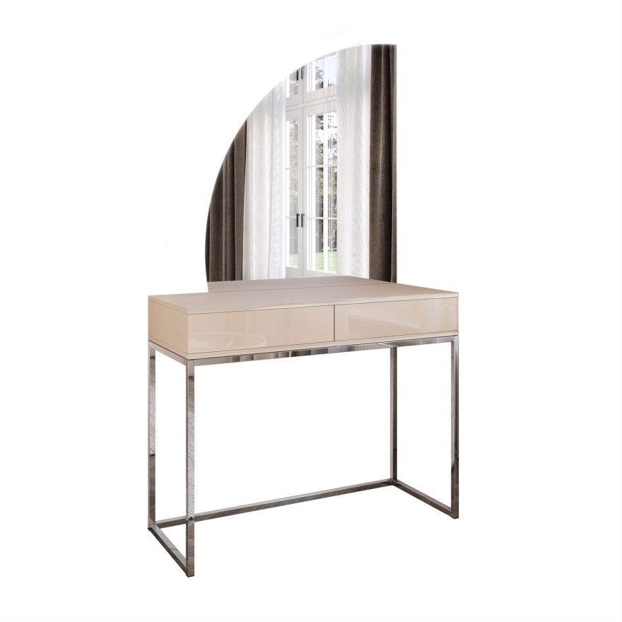 Schminktisch QUINNIE KASCHMIR mit LED-Spiegel Chrom