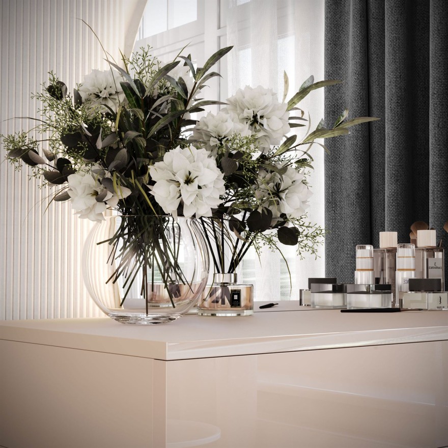 Schminktisch QUINNIE KASCHMIR mit LED-Spiegel Chrom