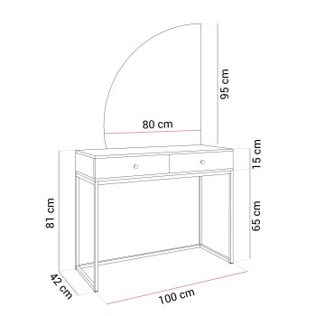 Schminktisch QUINNIE KASCHMIR mit LED-Spiegel Chrom