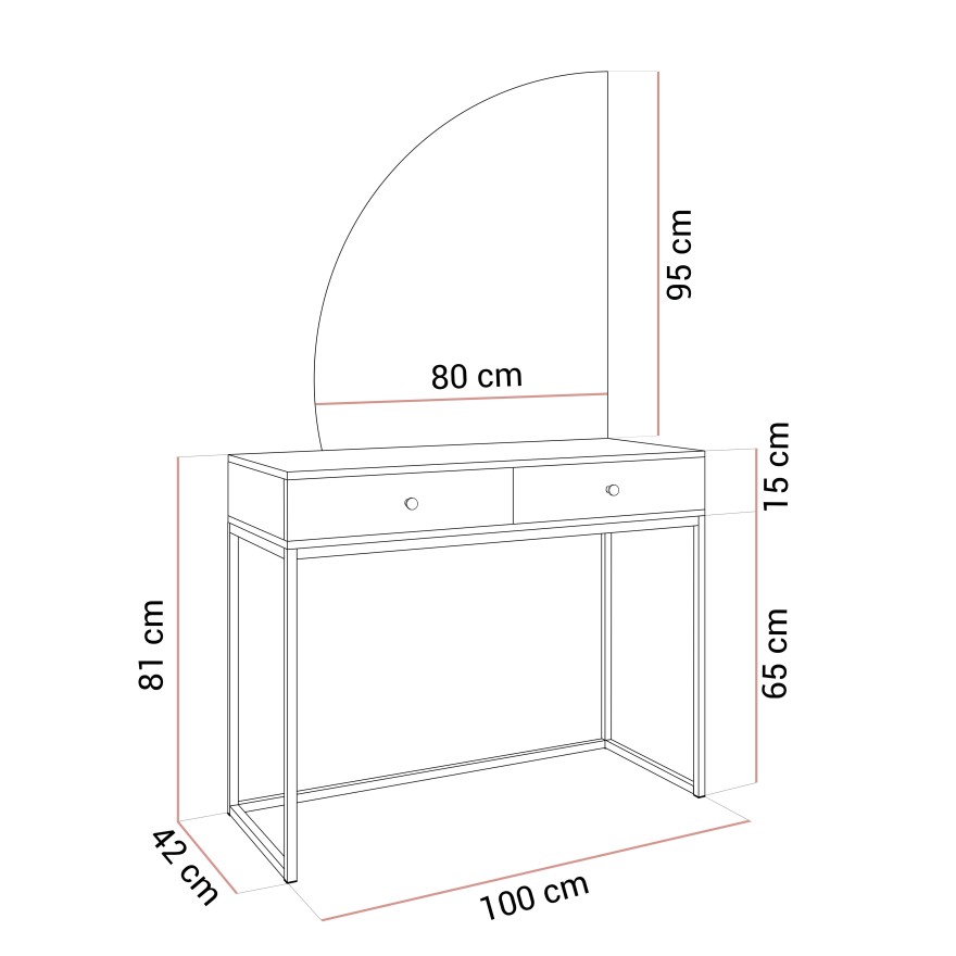Schminktisch QUINNIE KASCHMIR mit LED-Spiegel Chrom