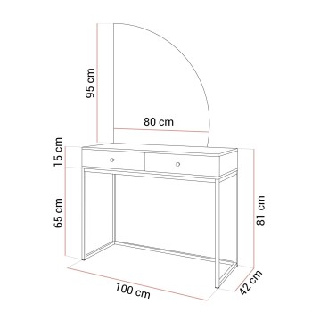 Schminktisch QUINNIE KASCHMIR mit LED-Spiegel