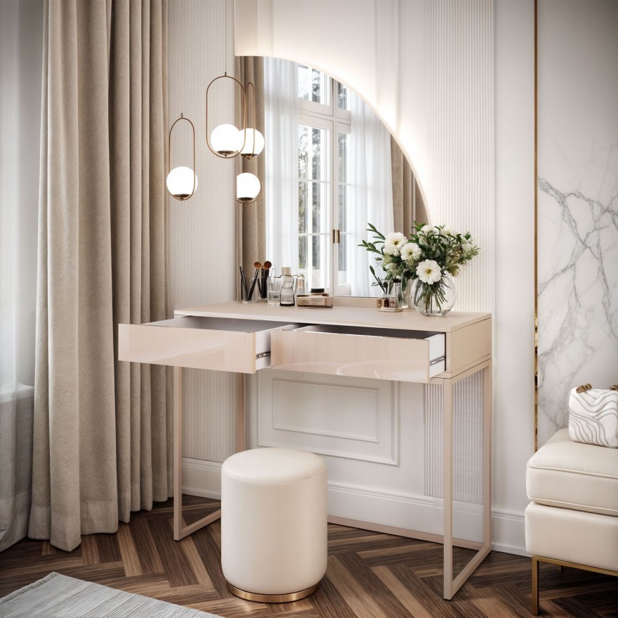 Schminktisch QUINNIE KASCHMIR mit LED-Spiegel