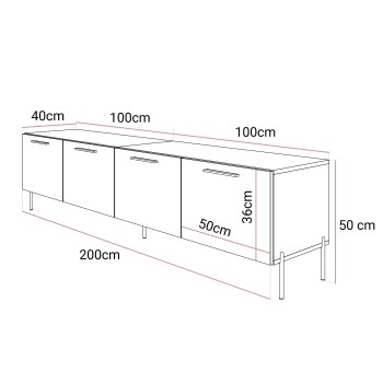 TV-Schrank AURA 200 KASCHMIR Hochglanz auf Beinen
