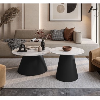 2in1 runder Couchtisch CARTELLE weiß hochglanz