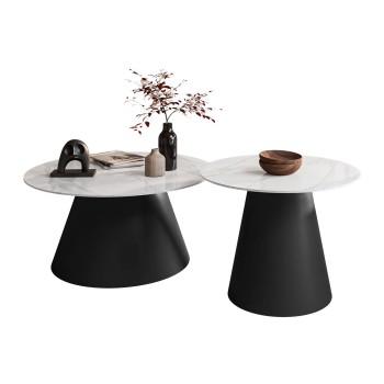 2in1 runder Couchtisch CARTELLE weiß hochglanz
