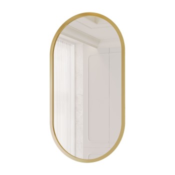 Ovaler Spiegel FLORIS mit goldenem Rahmen