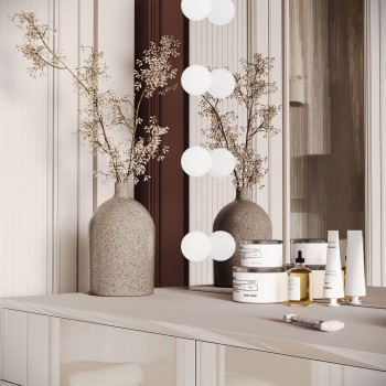 Schminktisch BLANCO KACHMIR ELITE mit Spiegel und Beleuchtung auf einem Kaschmirrahmen