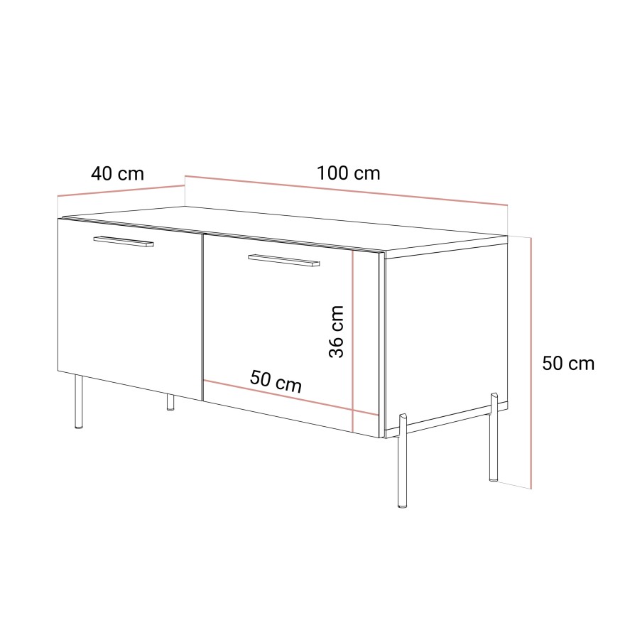 TV-Schrank AURA 100 KASZMIR Hochglanz auf Füßen