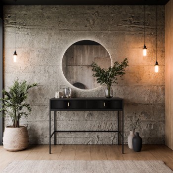 Schminktisch MIDNIGHT auf Gestell mit Spiegel und LED-Beleuchtung