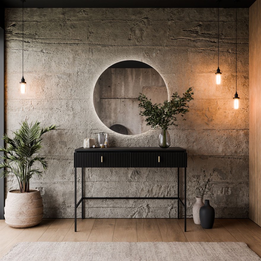 Schminktisch MIDNIGHT auf Gestell mit Spiegel und LED-Beleuchtung