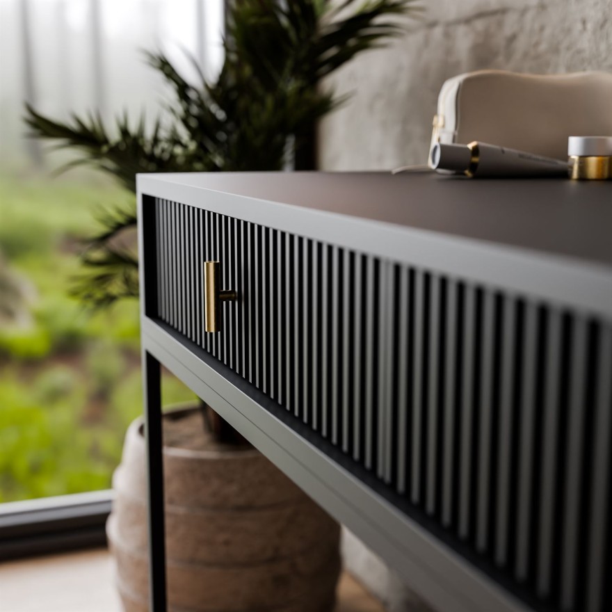 Schminktisch MIDNIGHT auf Gestell mit Spiegel und LED-Beleuchtung