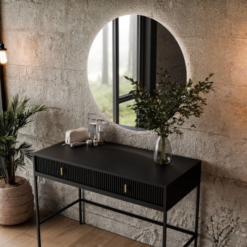 Schminktisch MIDNIGHT auf Gestell mit Spiegel und LED-Beleuchtung