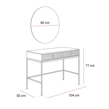 Schminktisch MIDNIGHT auf Gestell mit Spiegel und LED-Beleuchtung