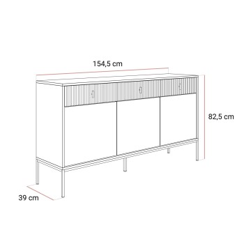Kommode MIDNIGHT 3D3S mit drei Schubladen auf einem Gestell