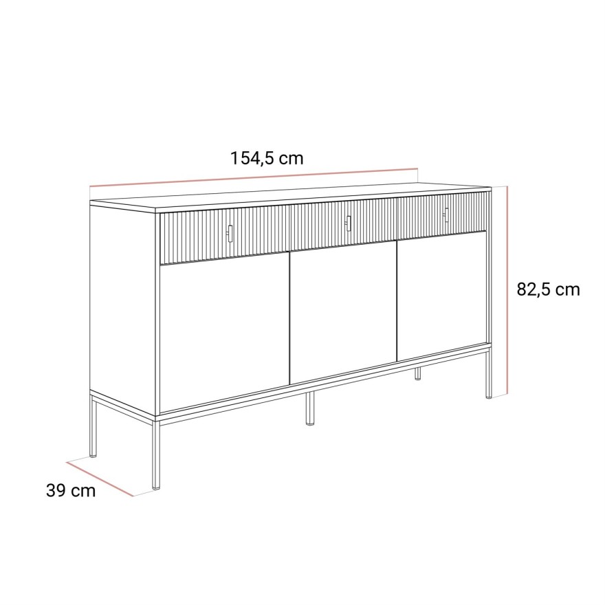 Kommode MIDNIGHT 3D3S mit drei Schubladen auf einem Gestell