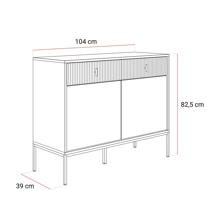 Kommode MIDNIGHT 2D2S mit zwei Schubladen auf einem Gestell