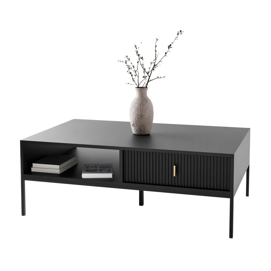 Couchtisch MIDNIGHT mit Schublade auf Gestell