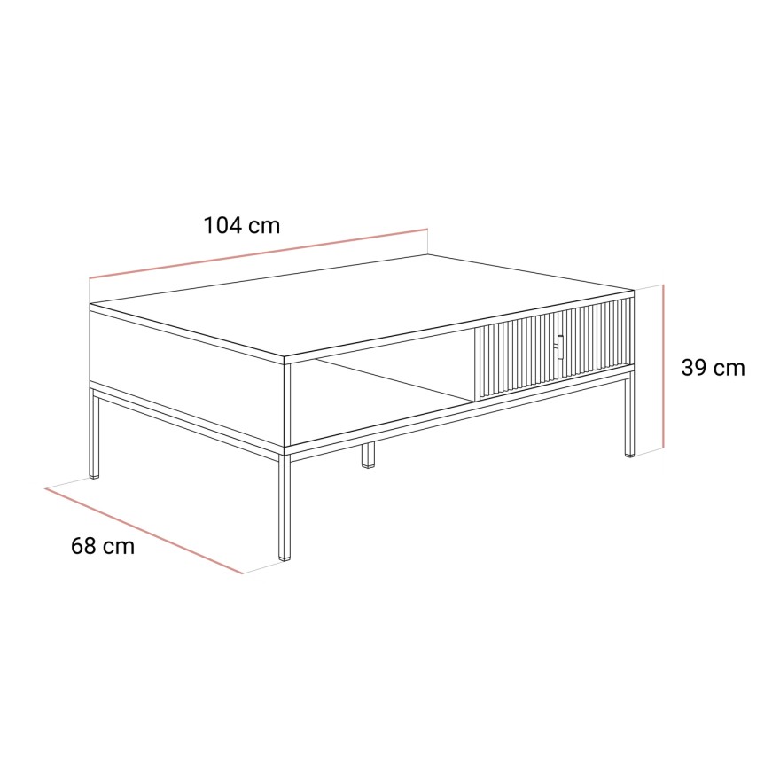 Couchtisch MIDNIGHT mit Schublade auf Gestell