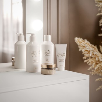 Schminktisch BLANCO GOLD mit Spiegel und LED-Beleuchtung