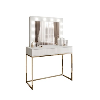 Schminktisch BLANCO GOLD mit Spiegel und LED-Beleuchtung