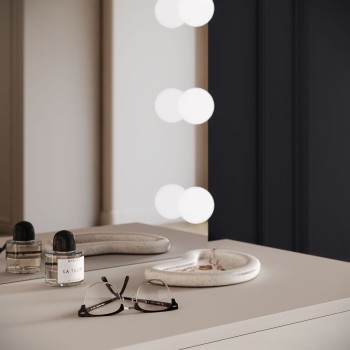 Schminktisch BLANCO KACHMIR ELITE mit Spiegel und Beleuchtung silberchrom