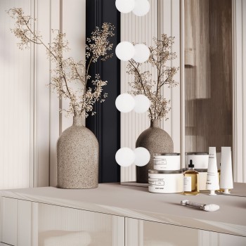 Schminktisch BLANCO KACHMIR ELITE mit Spiegel und Beleuchtung silberchrom