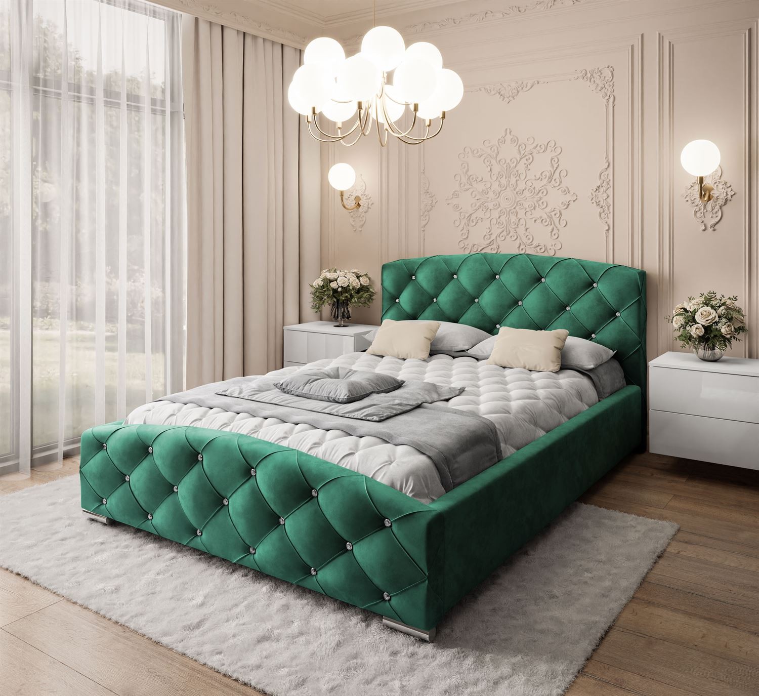 CARO gepolstertes Bett mit Bettkasten