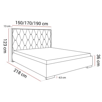 Polsterbett IZOLDA mit hohem Kopfteil
